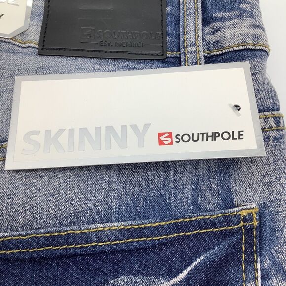 Southpole Mens Skinny Distressed Jeans Blue Size 38 x 32 NWT - Picture 8 of 12